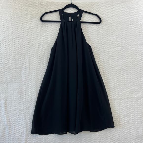 ASTR The Label Black Trapeze Chiffon High Neck Halter Party Mini Dress Women XS - Picture 2 of 13